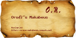 Orsós Makabeus névjegykártya